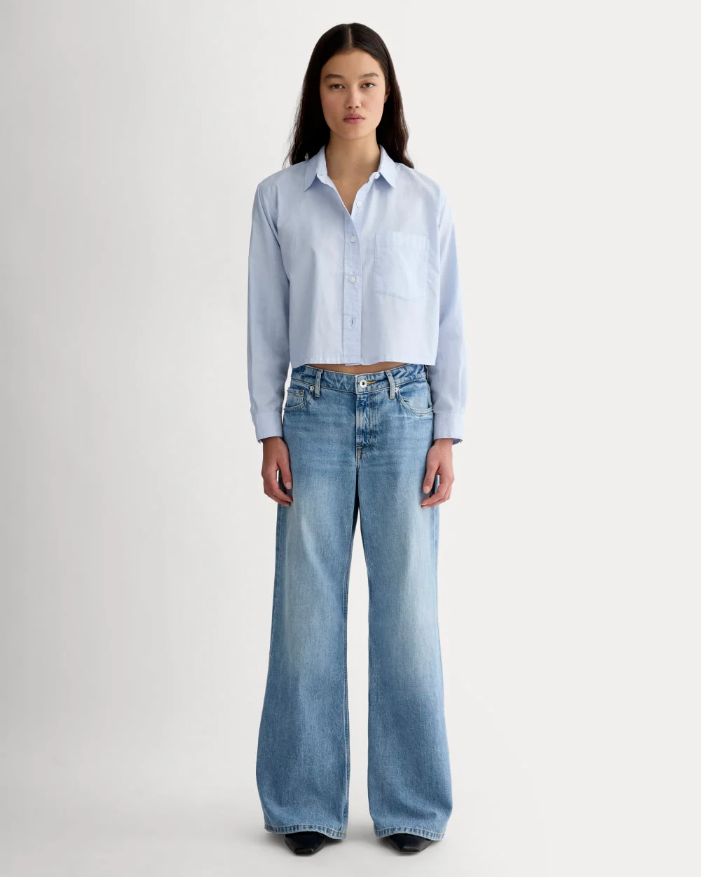 The Way-Short Shirt in Silky Cotton | Chambray Blue - Image 3