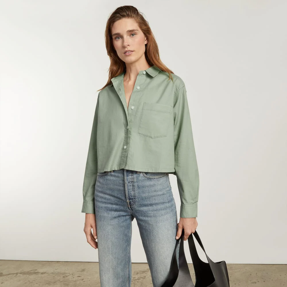 The Way-Short Shirt in Silky Cotton | Laurel - Image 3