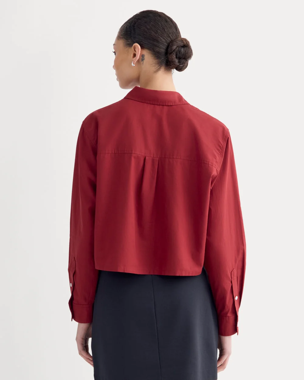 The Way-Short Shirt in Silky Cotton | Merlot - Image 5