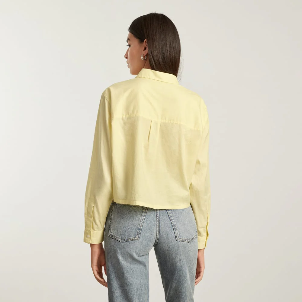 The Way-Short Shirt in Silky Cotton | Pastel Yellow - Image 2