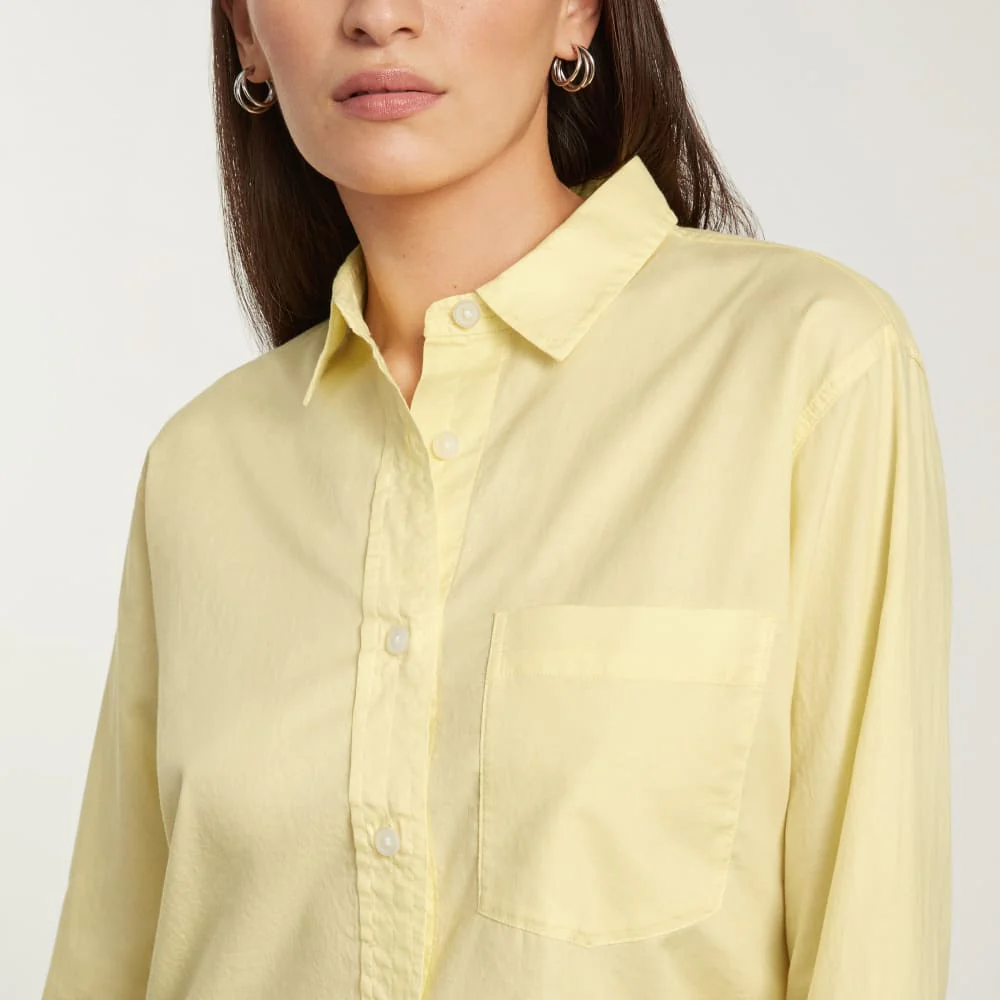 The Way-Short Shirt in Silky Cotton | Pastel Yellow - Image 4