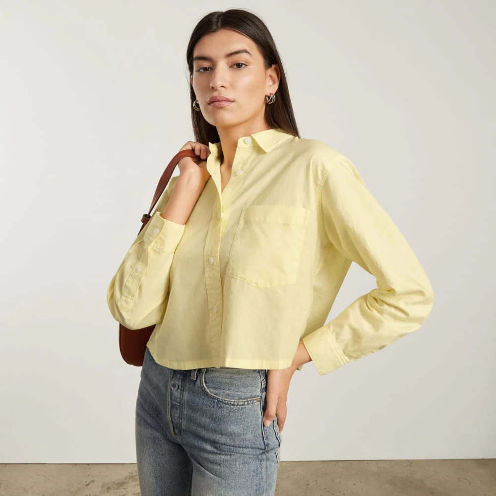 The Way-Short Shirt in Silky Cotton | Pastel Yellow - Image 5