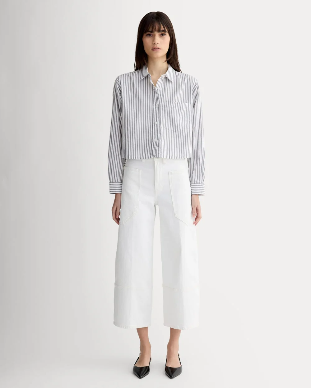 The Way-Short Shirt in Silky Cotton | Periscope / Bone - Image 3