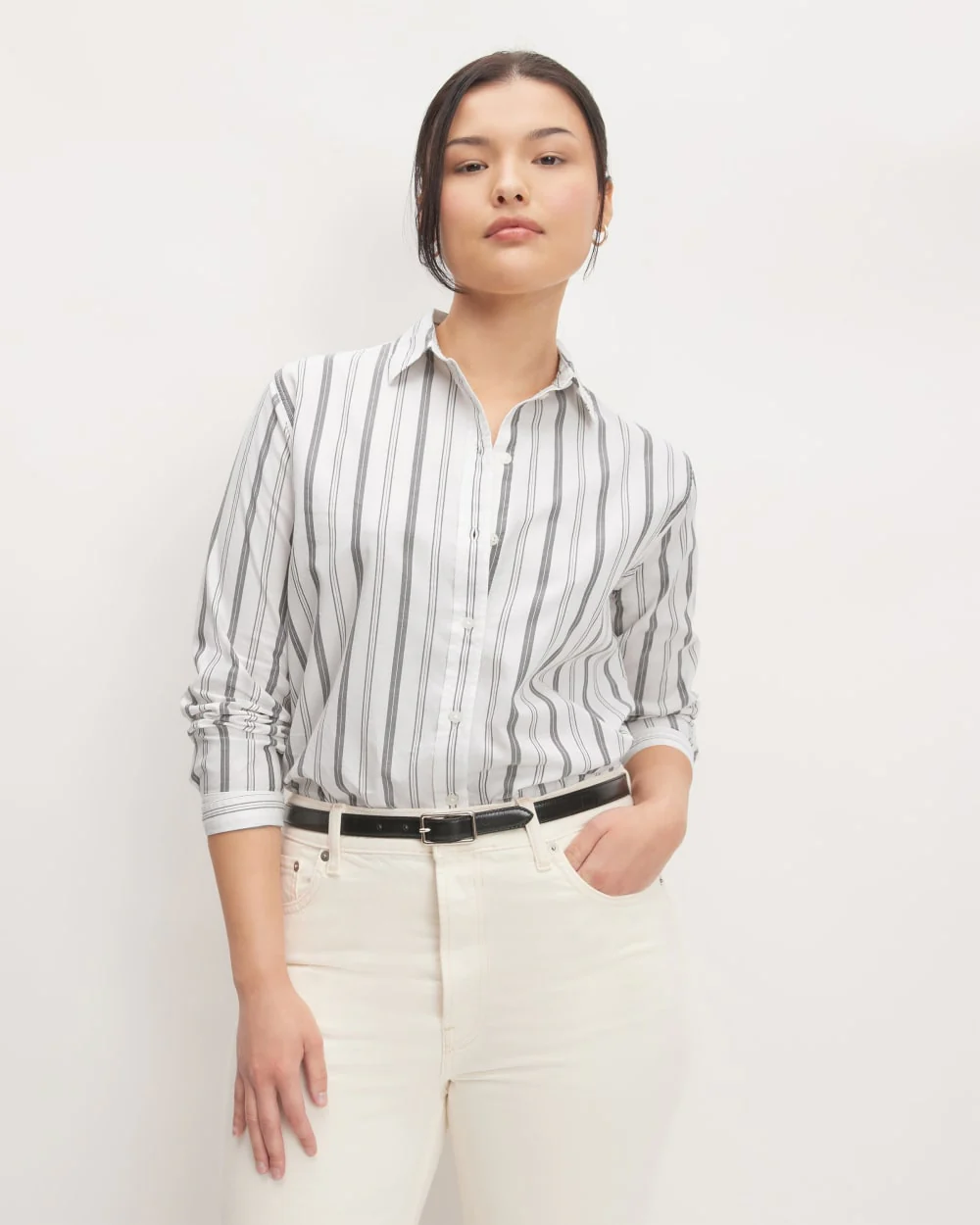 The Must-Have Shirt in Silky Cotton | Bone / Black