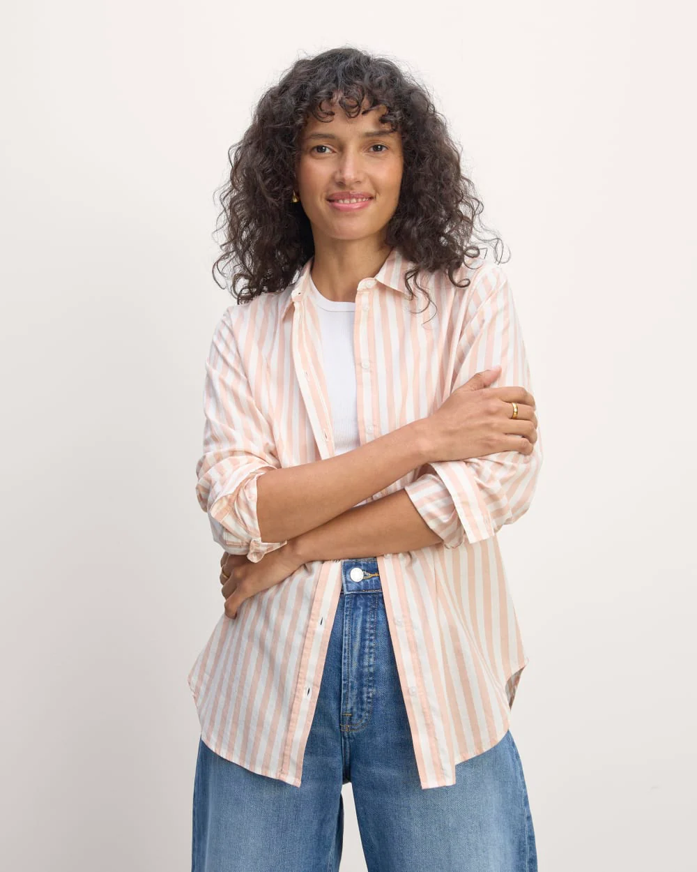 The Must-Have Shirt in Silky Cotton | Bone / Blush Pink - Image 2