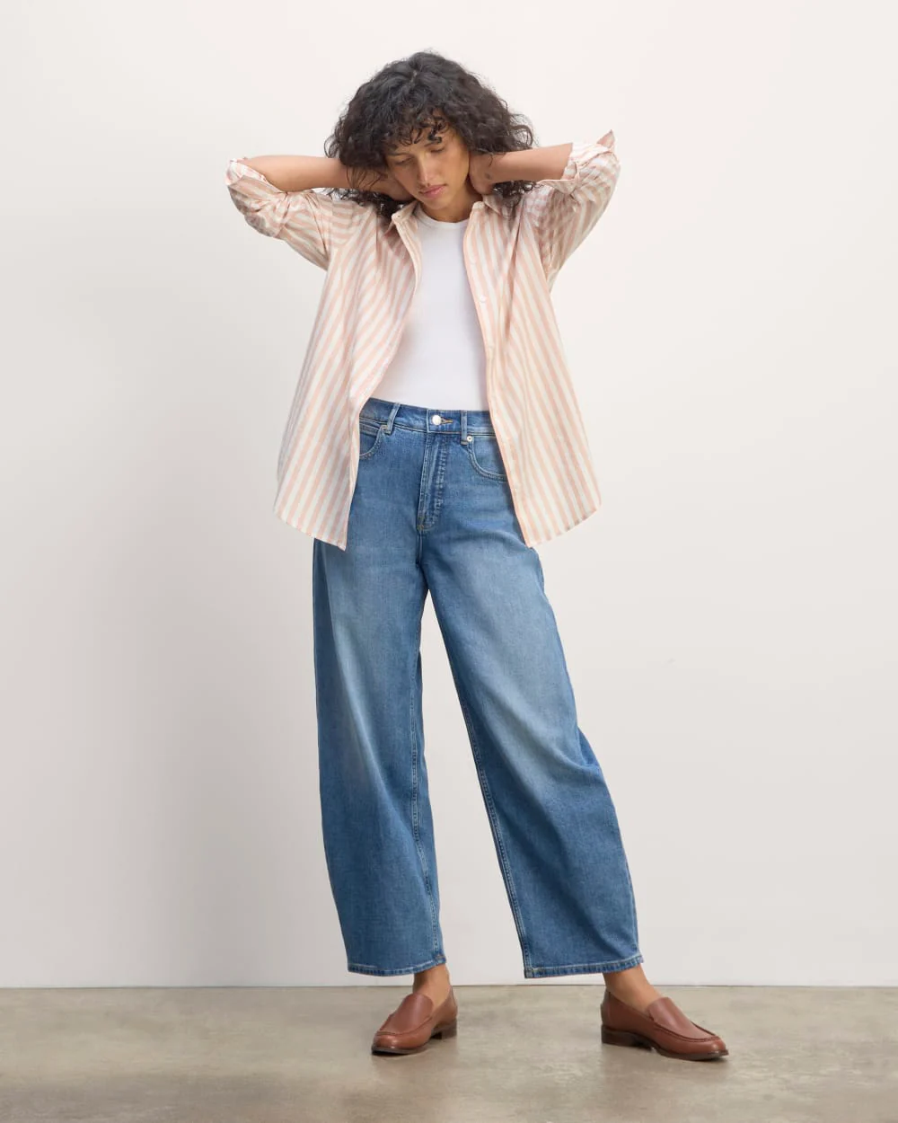 The Must-Have Shirt in Silky Cotton | Bone / Blush Pink - Image 3