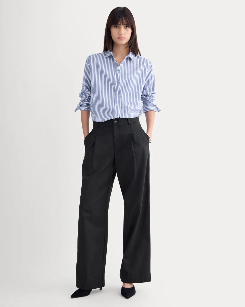 The Must-Have Shirt in Silky Cotton | Bone / Mazarine Blue - Image 3