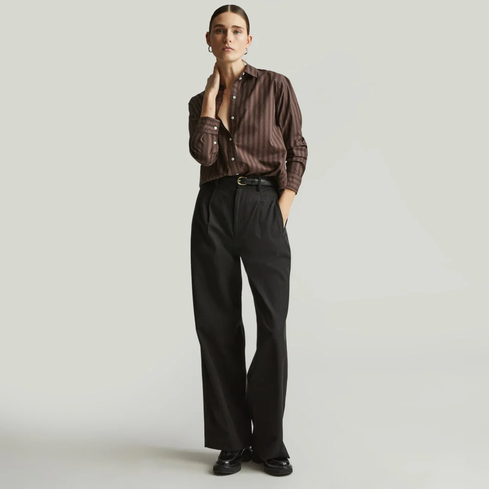 The Must-Have Shirt in Silky Cotton | Chocolate Brown / Black - Image 6