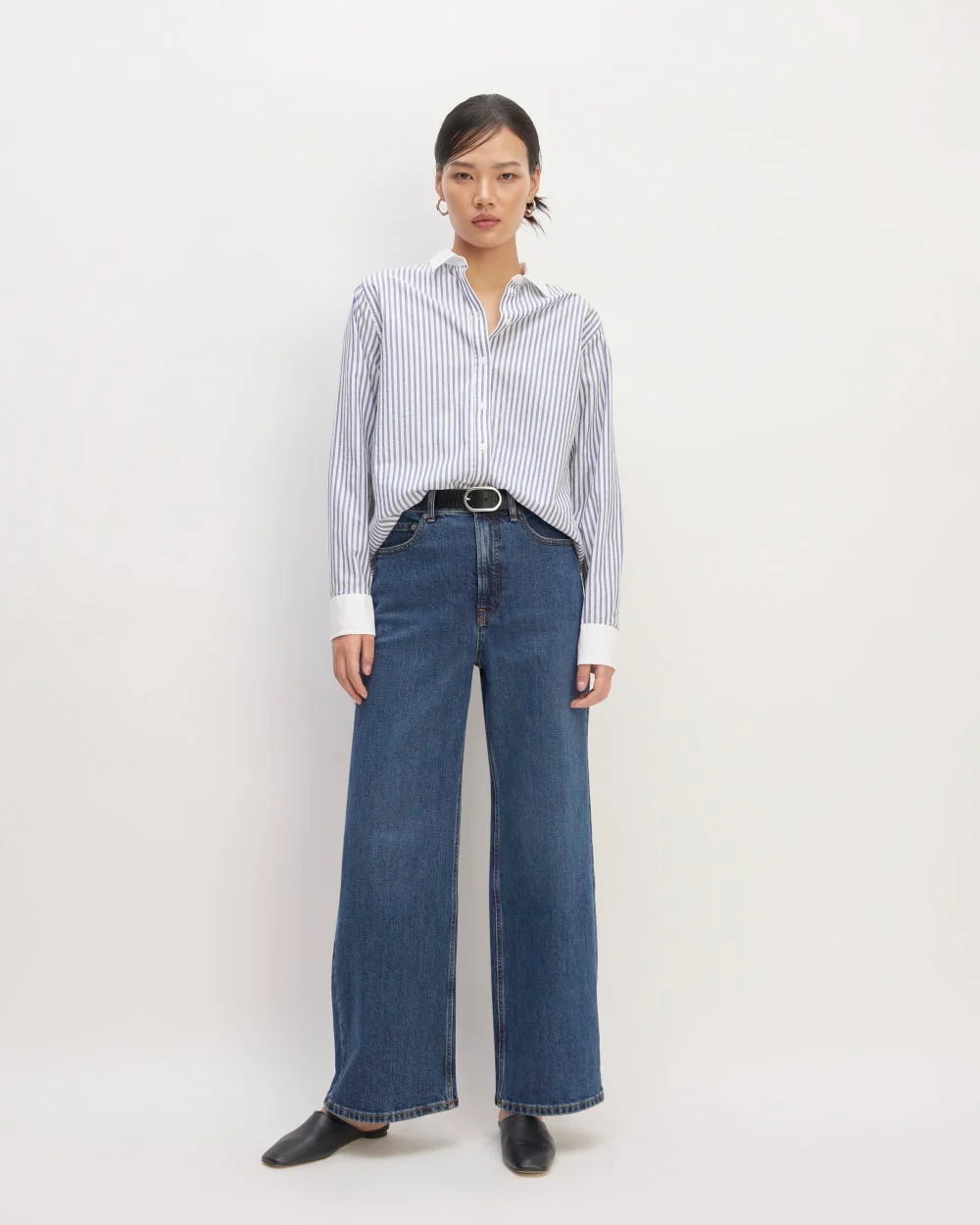 The Must-Have Shirt in Silky Cotton | Mariner Blue / White Stripe - Image 3