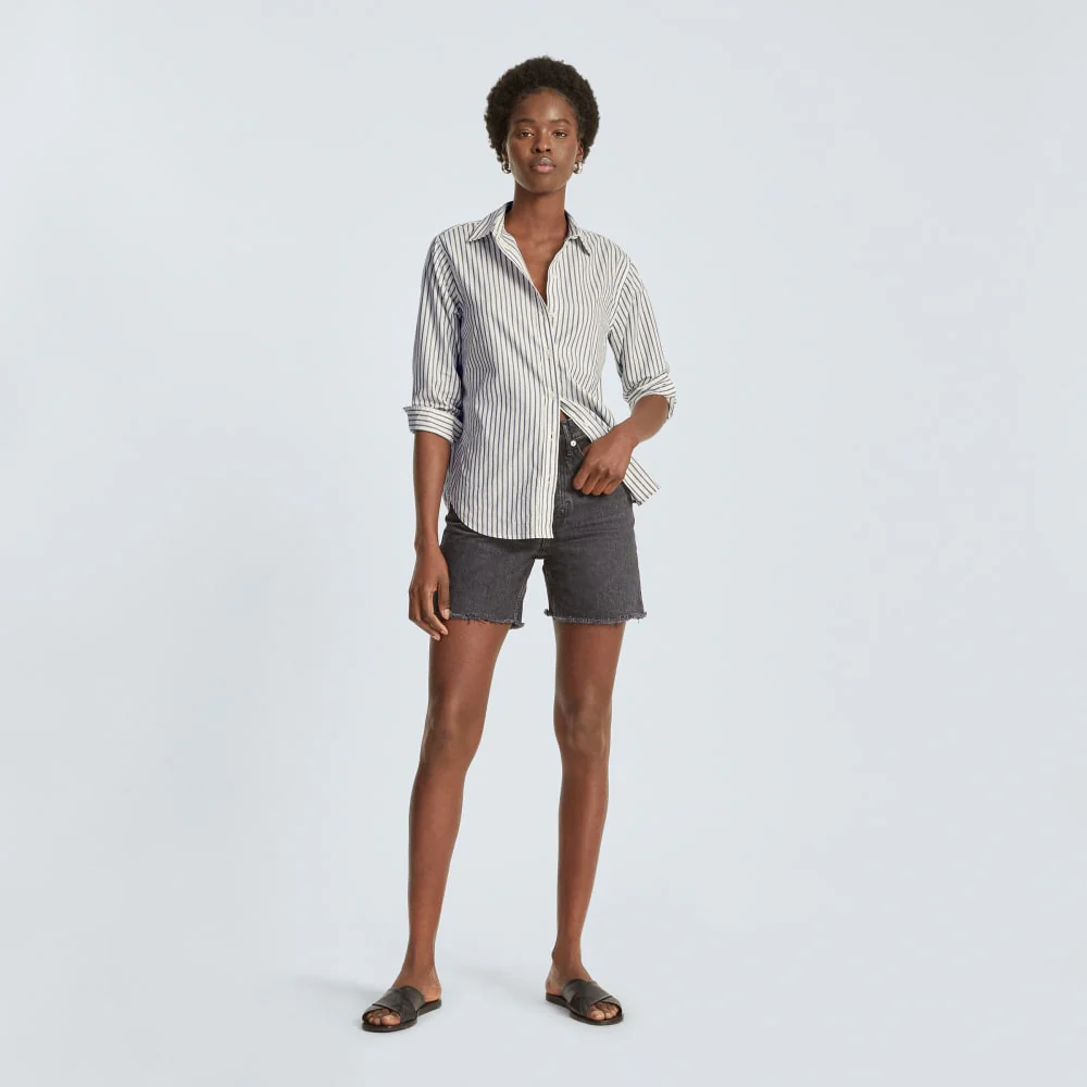 The Must-Have Shirt in Silky Cotton | Deep Blue / Canvas - Image 5