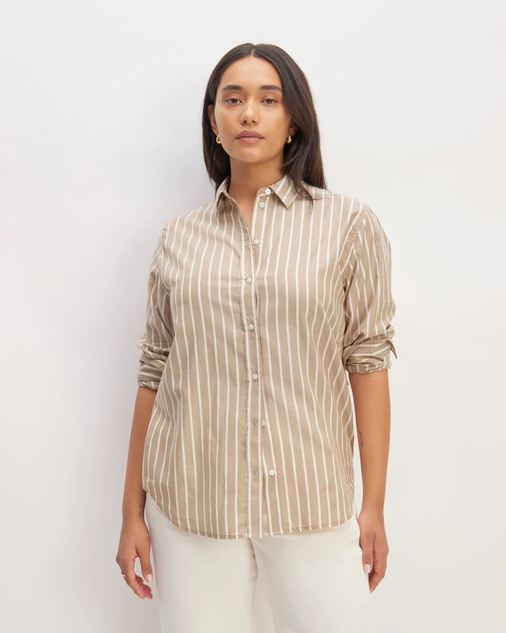 The Must-Have Shirt in Silky Cotton | Cherry Mahogany / White