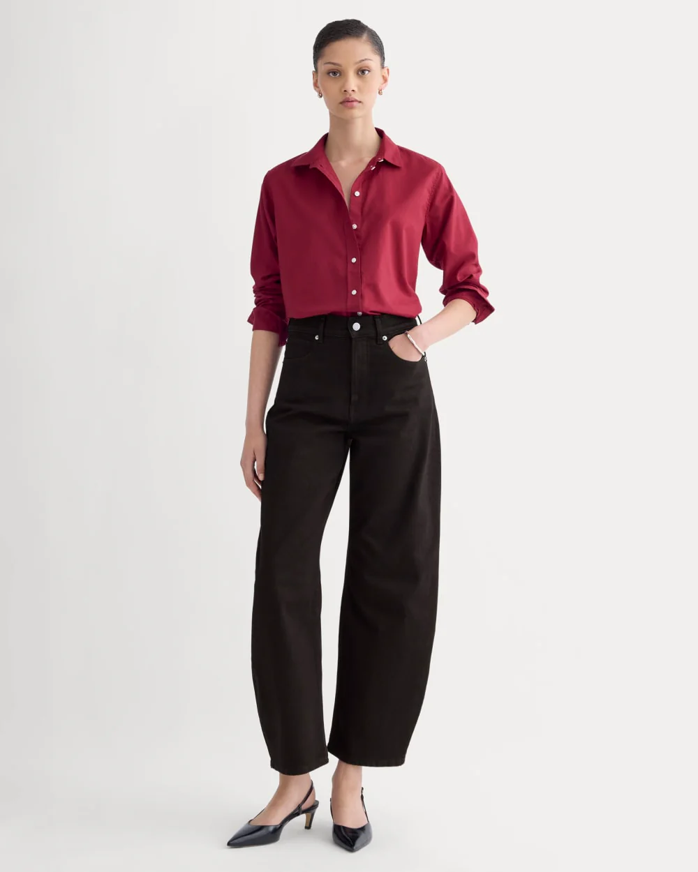 The Must-Have Shirt in Silky Cotton | Merlot - Image 3