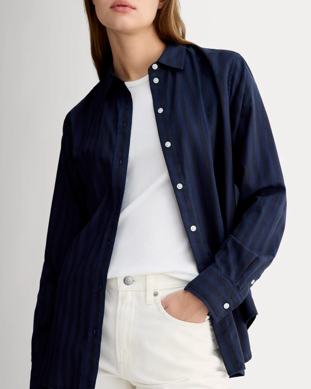 The Must-Have Shirt in Silky Cotton | Navy / Black - Image 4