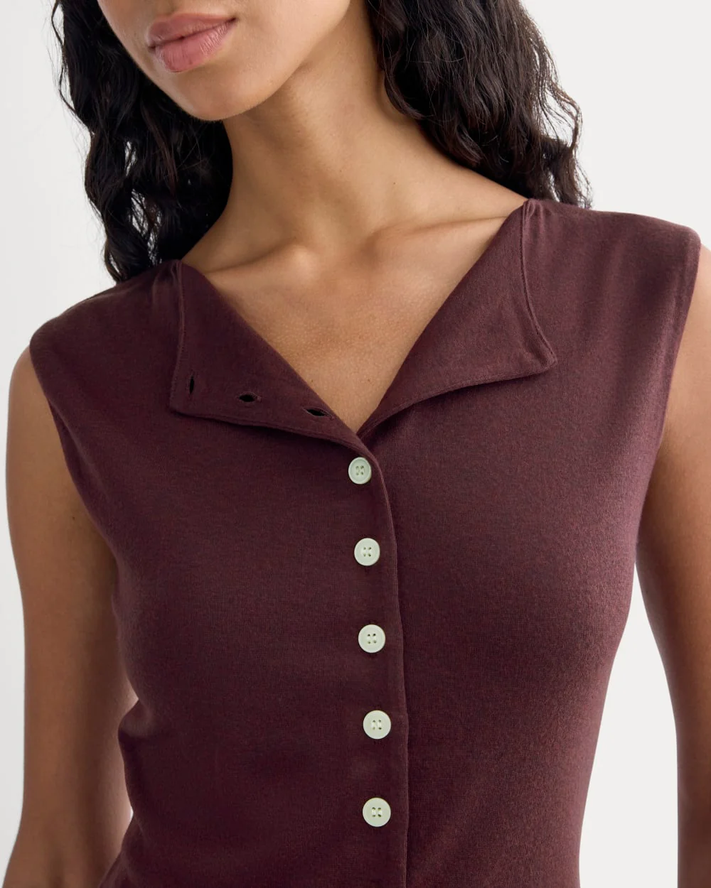 Sleeveless Button-Up in Butterluxe | Deep Plum - Image 4