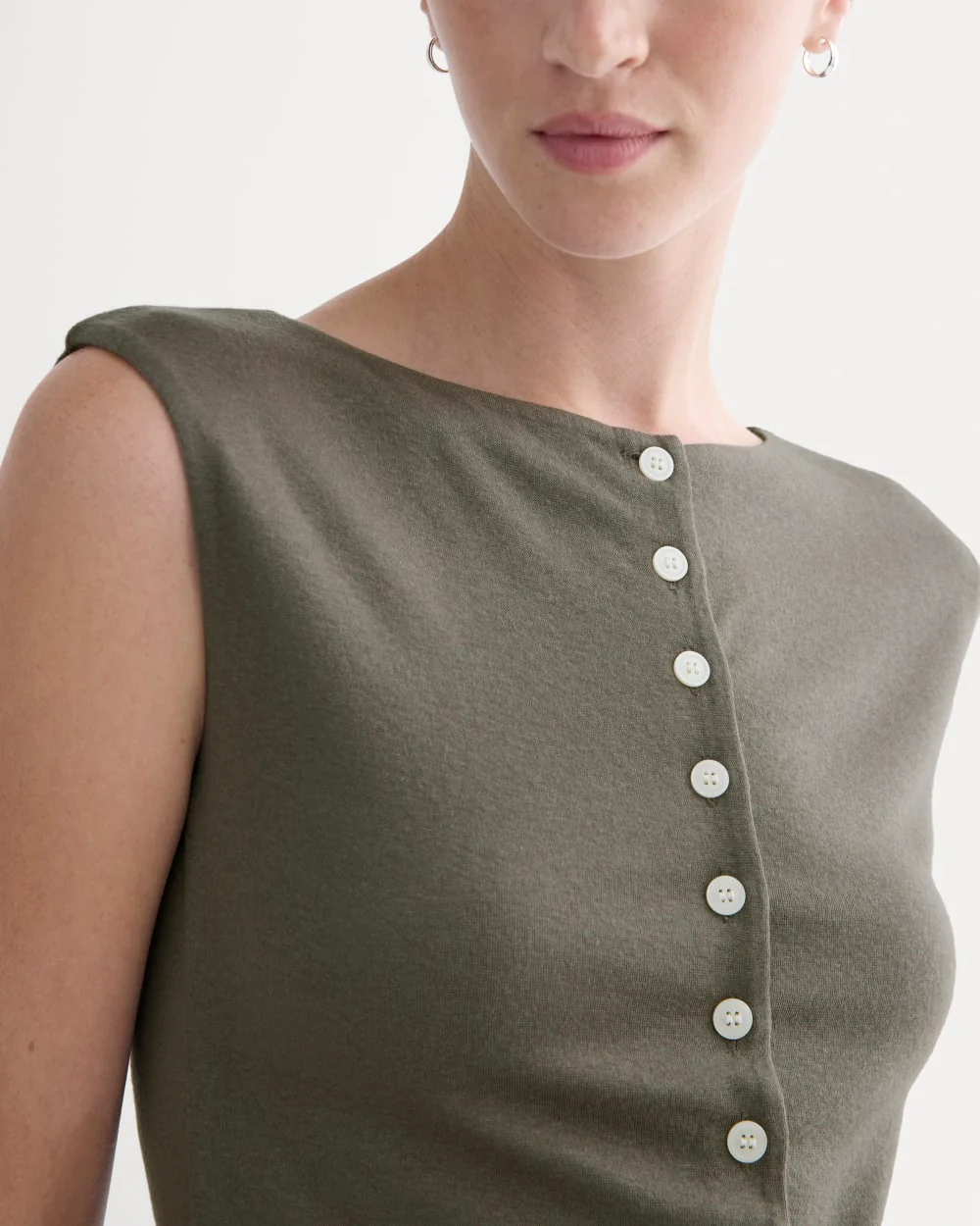Sleeveless Button-Up in Butterluxe | Taupe - Image 4