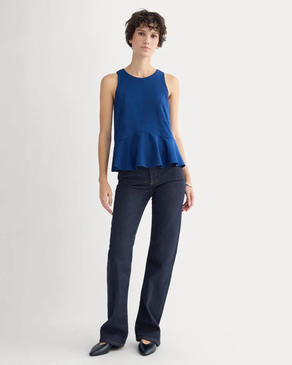 Sleeveless Peplum Top | Estate Blue - Image 3