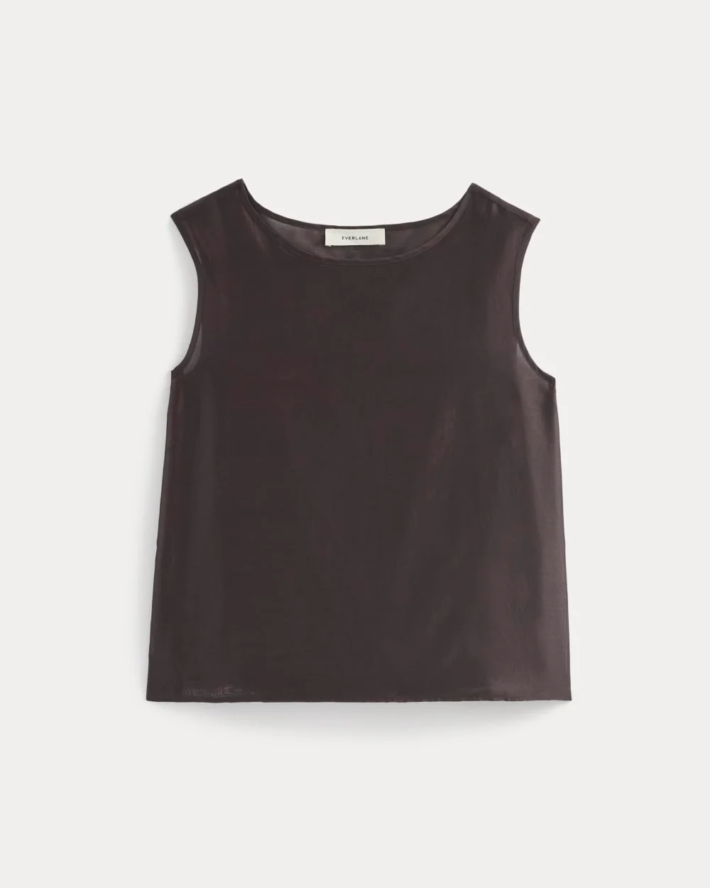 Sleeveless Top in Cotton-Silk Organza | Dark Chocolate - Image 2