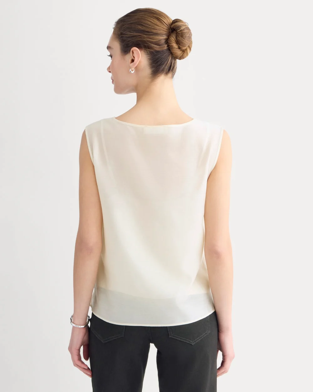 Sleeveless Top in Cotton-Silk Organza | Parchment - Image 5