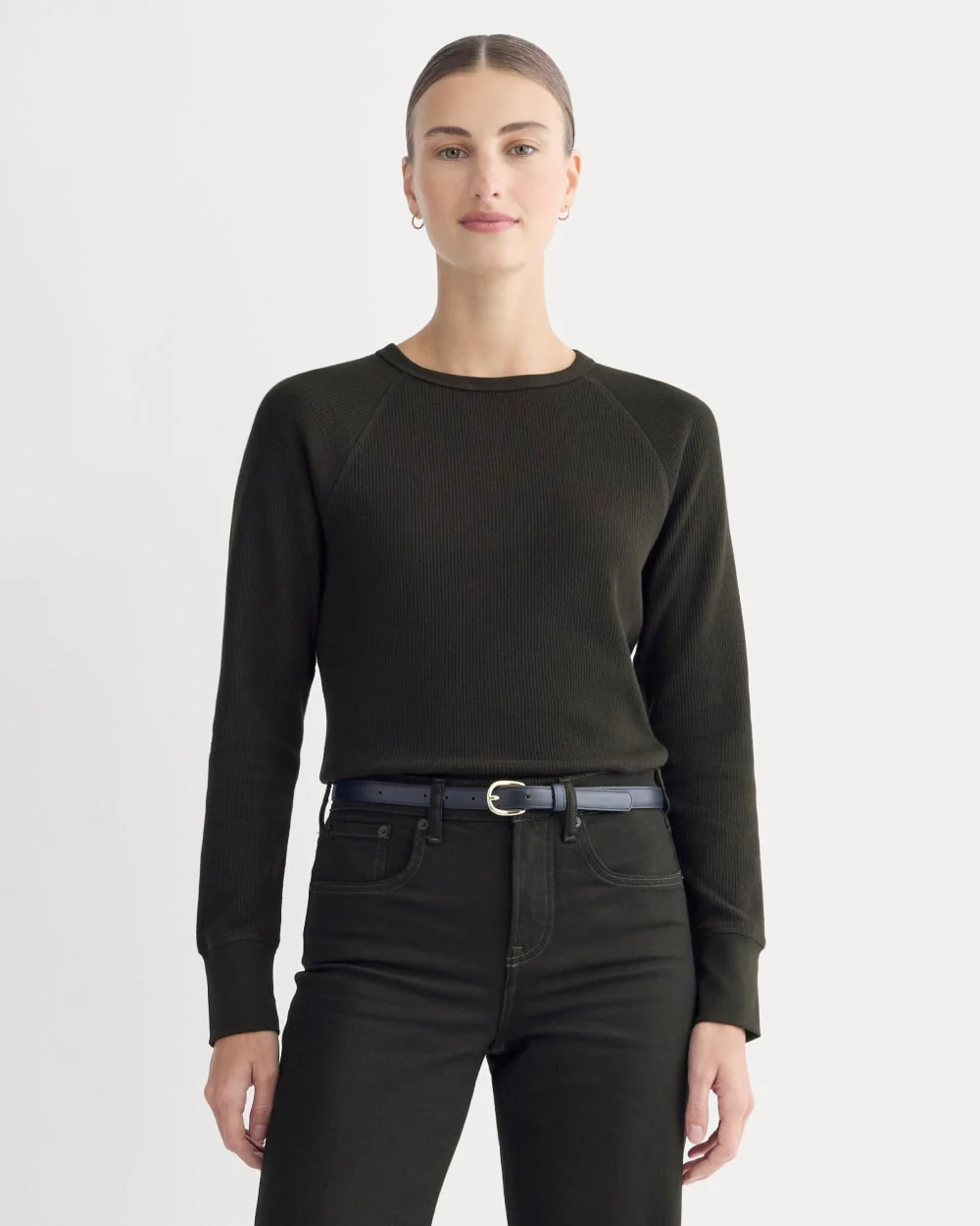 Slim-Fit Crew in Cozy Waffle | Black