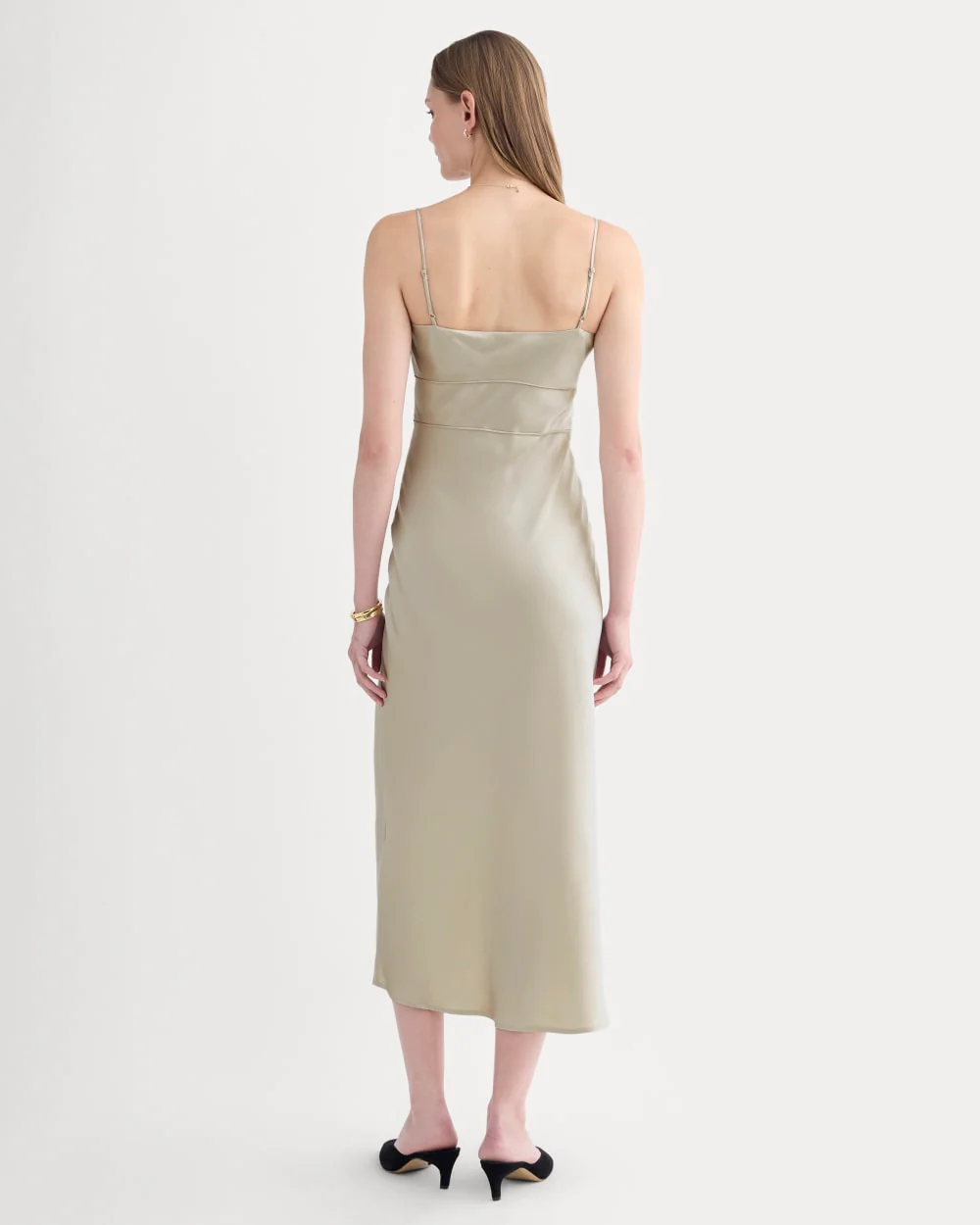 Bias Cut Slip Dress in Silk Charmeuse | Peyote - Image 4