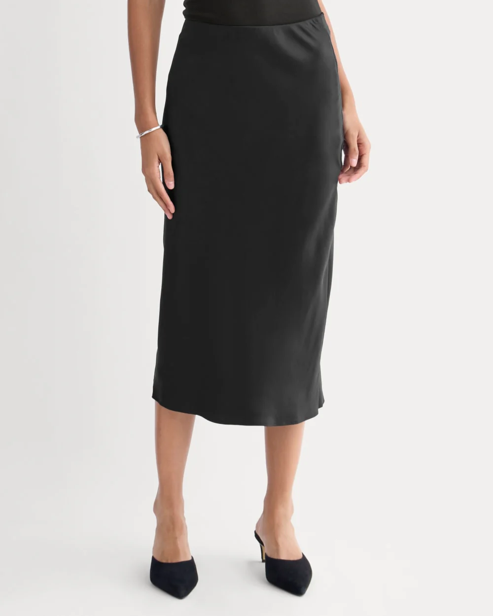 Slip Skirt in Silk Charmeuse | Black - Image 3