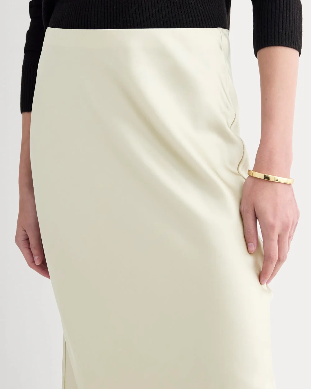 Slip Skirt in Silk Charmeuse | Bone - Image 4