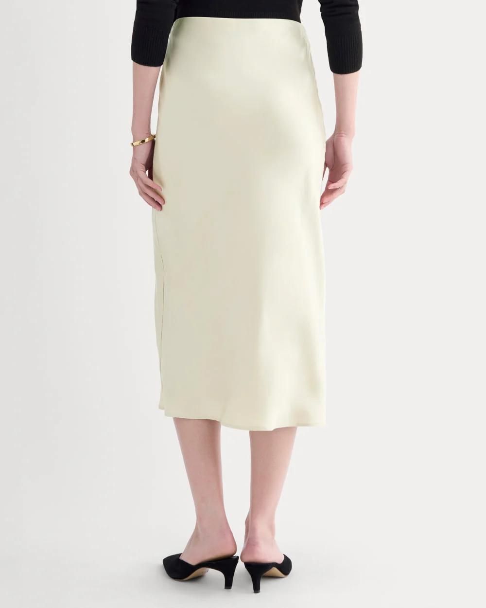 Slip Skirt in Silk Charmeuse | Bone - Image 5