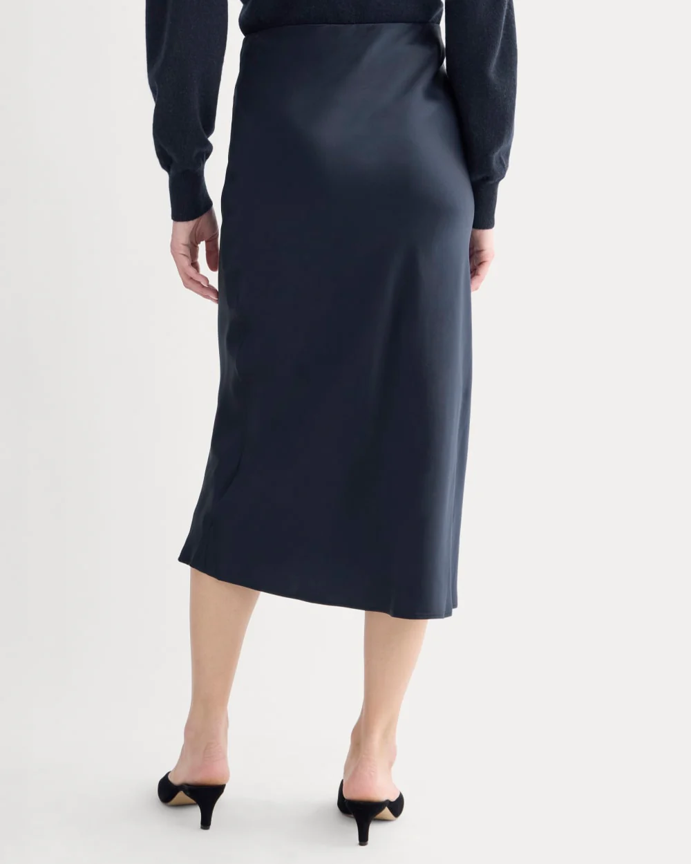 Slip Skirt in Silk Charmeuse | Navy - Image 5