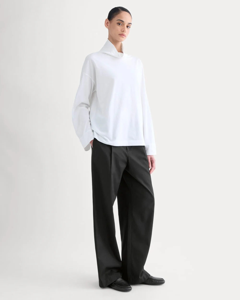 Slouchy Turtleneck In Essential Cotton | White - Image 3