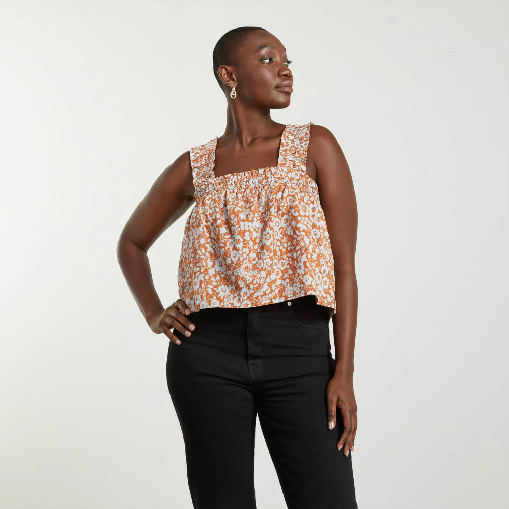 The Smocked Linen Cami | Honey Floral - Image 2