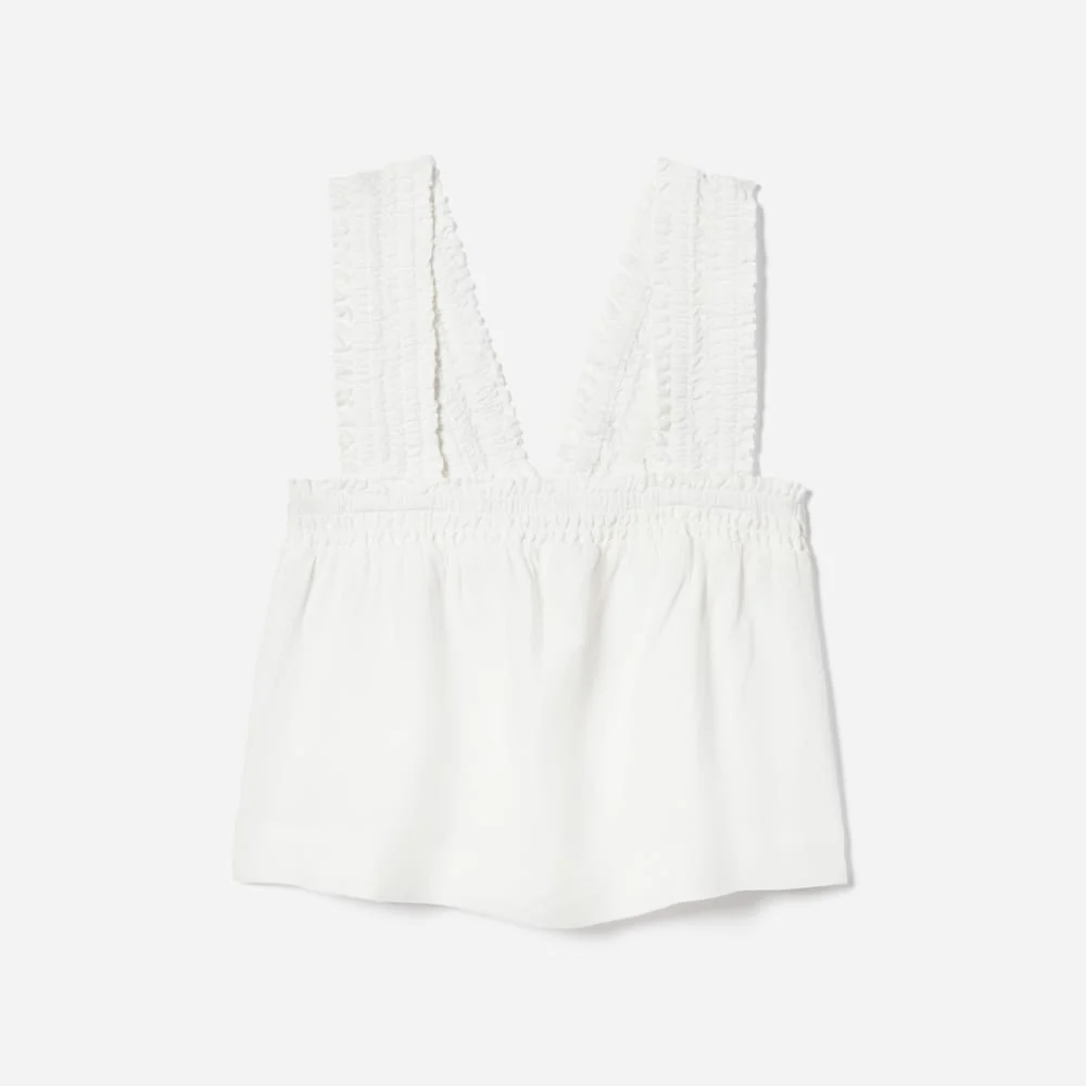 The Smocked Linen Cami | White