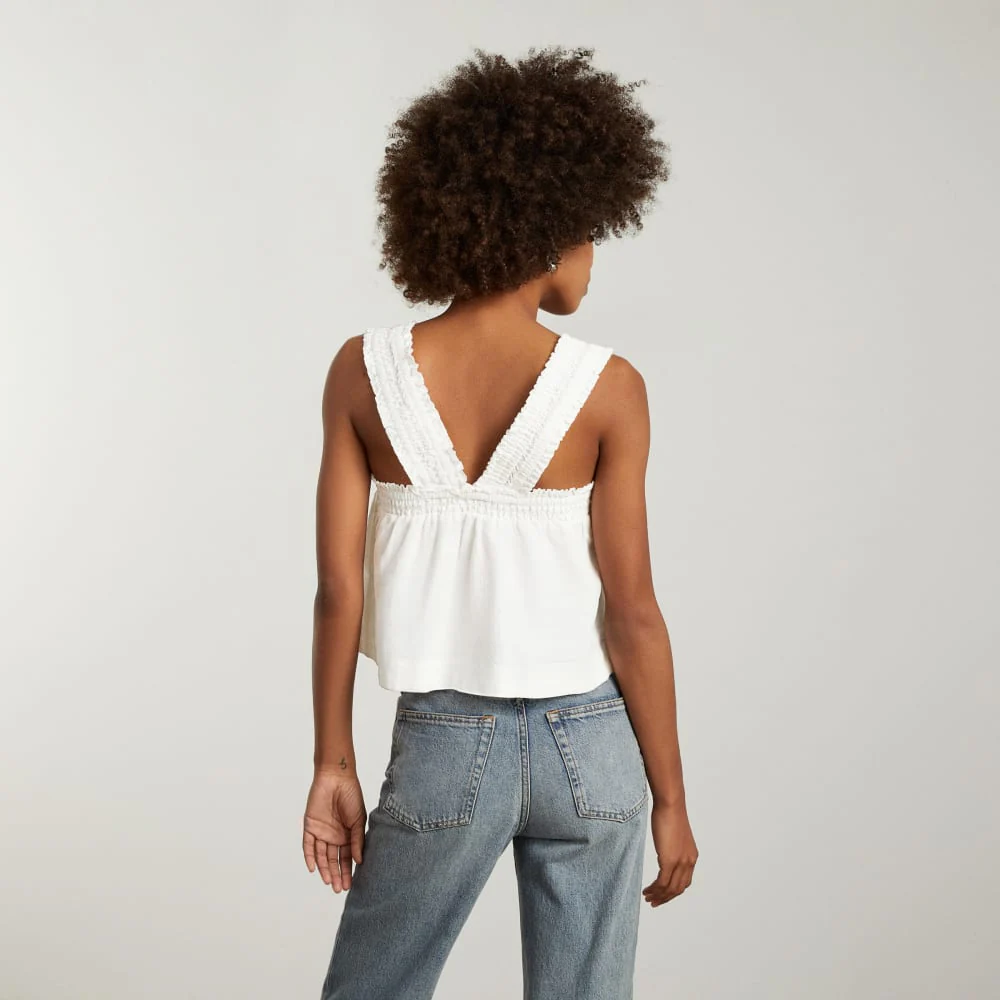 The Smocked Linen Cami | White - Image 3