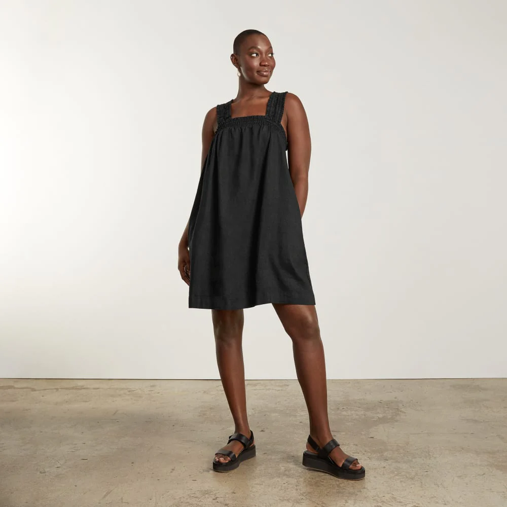 The Smocked Linen Dress | Black - Image 2