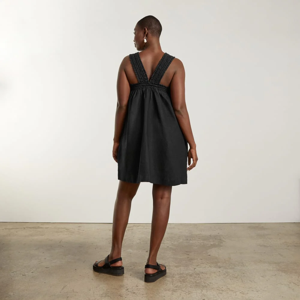 The Smocked Linen Dress | Black - Image 3