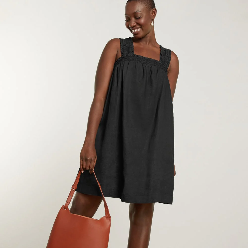 The Smocked Linen Dress | Black - Image 6