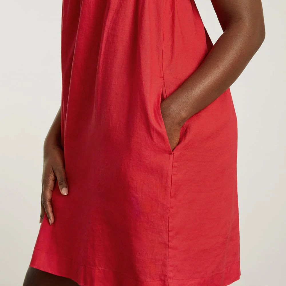 The Smocked Linen Dress | Goji Berry - Image 5