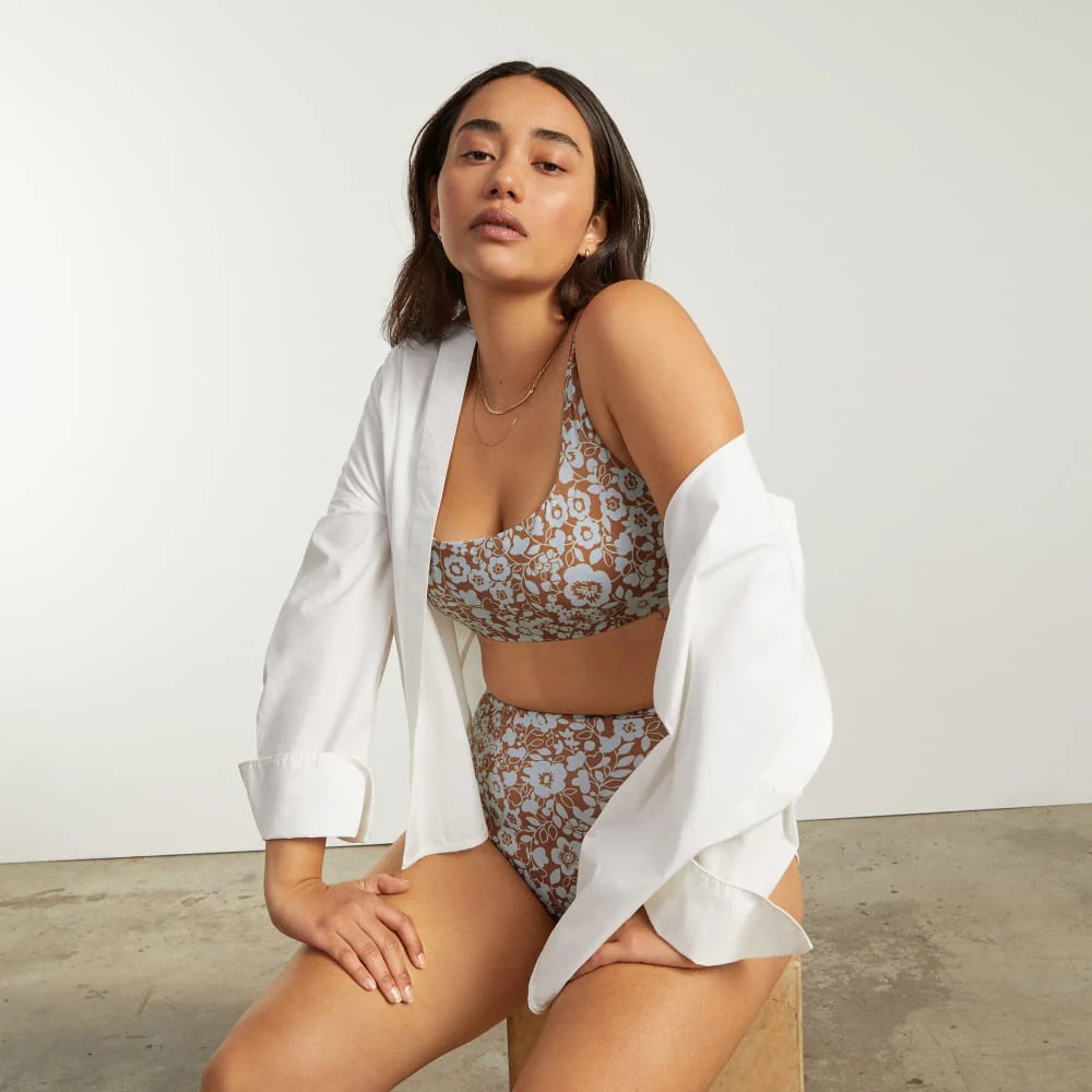 The Square-Neck Bikini Top | Honey Floral - Image 7