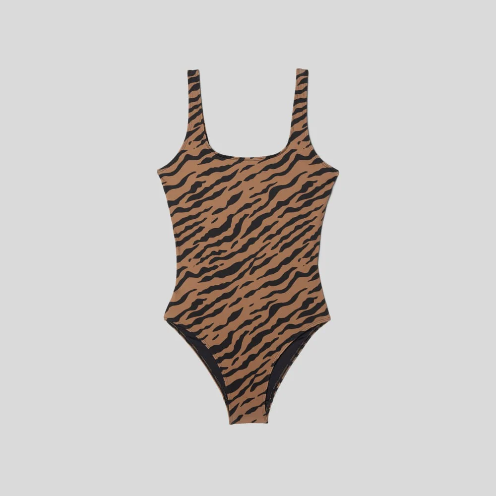 The Square-Neck One-Piece | Tiger Stripe Toasted Coconut - Image 2