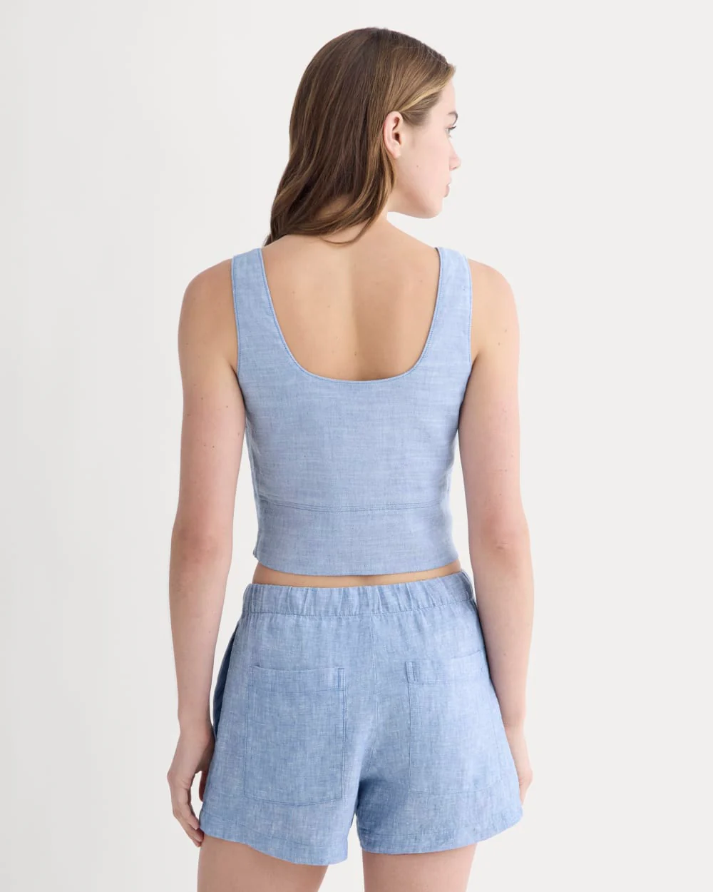The Square Tank in Stretch Linen | Chambray - Image 5