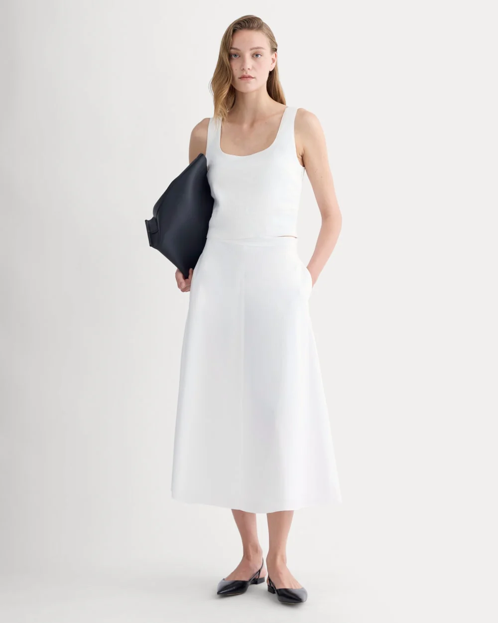 The Square Tank in Stretch Linen | White - Image 3