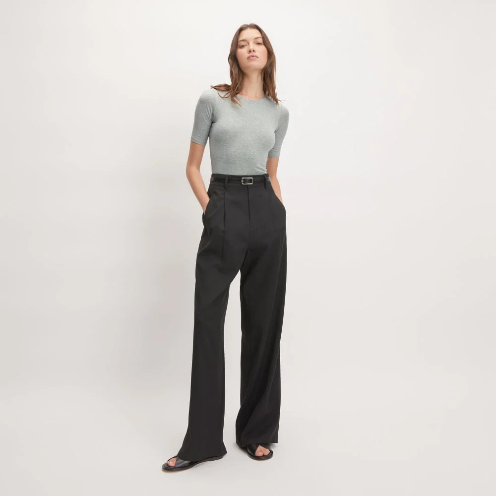 The Short-Sleeve Crew Neck Bodysuit | Heathered Grey | Bikini