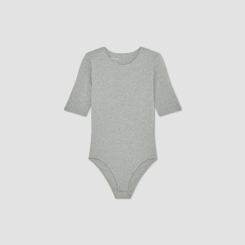 The Short-Sleeve Crew Neck Bodysuit | Heathered Grey | Bikini - Image 2
