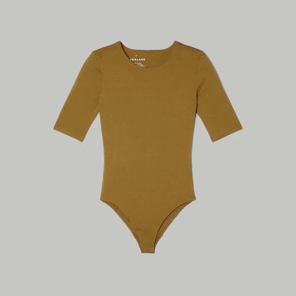 The Short-Sleeve Crew Neck Bodysuit | Tapenade | Bikini - Image 2
