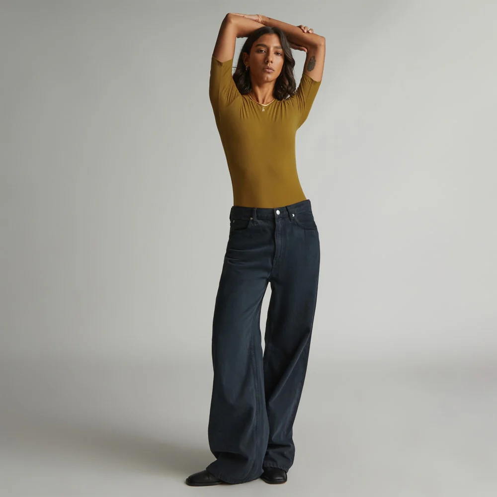 The Short-Sleeve Crew Neck Bodysuit | Tapenade | Bikini - Image 5