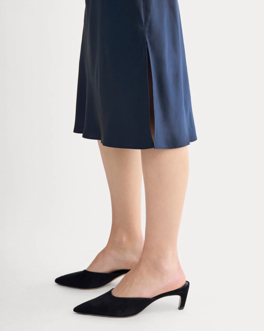 Slip Dress in Silk Charmeuse | Navy - Image 3