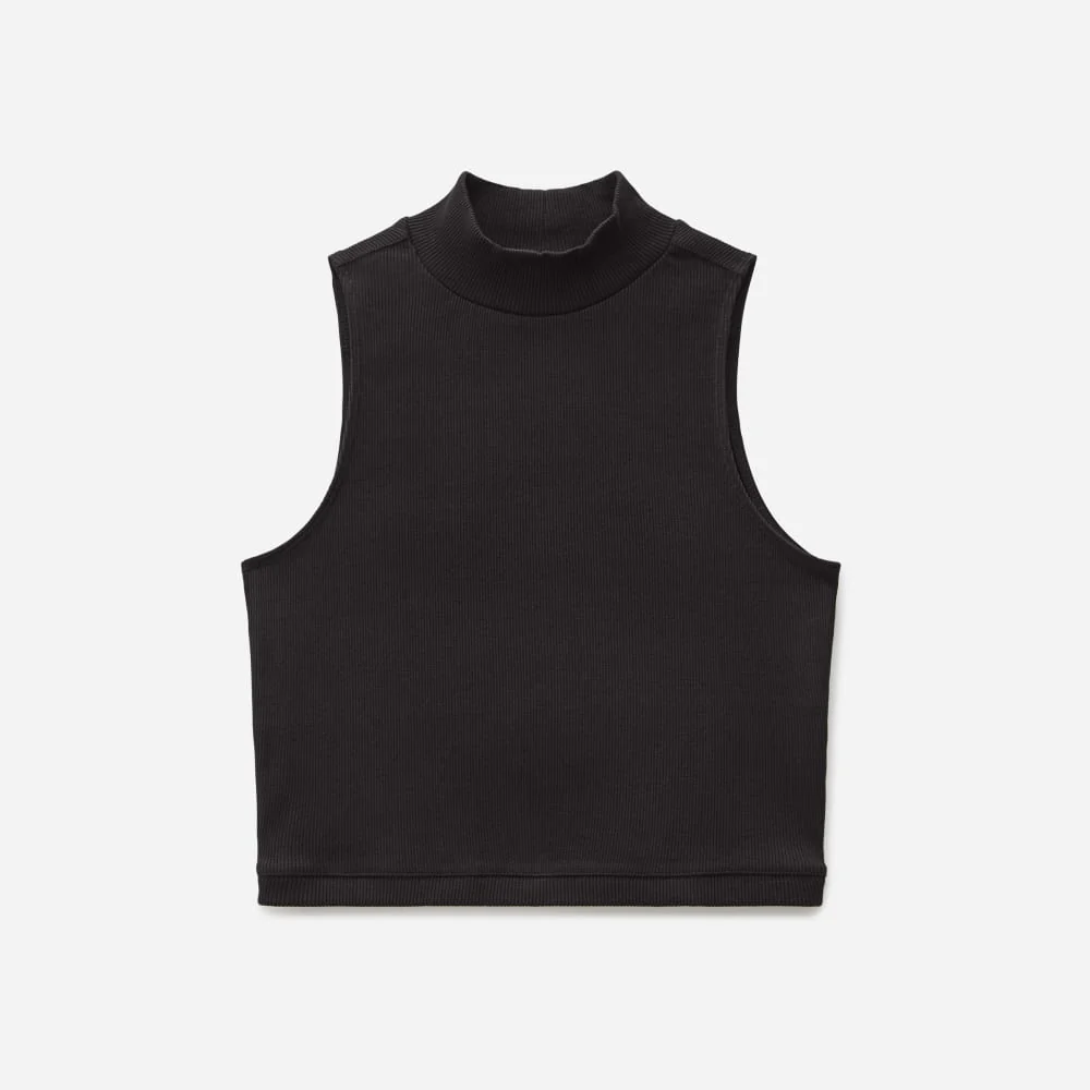 The Ribbed Mockneck Tank | Black - Image 2