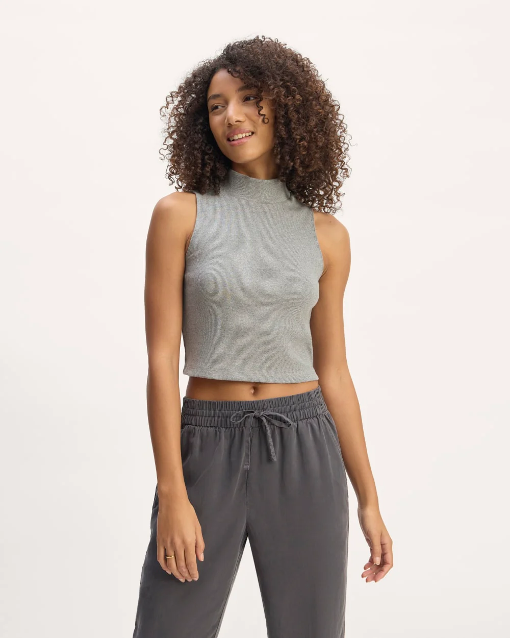 The Ribbed Mockneck Tank | Mid Heather Grey