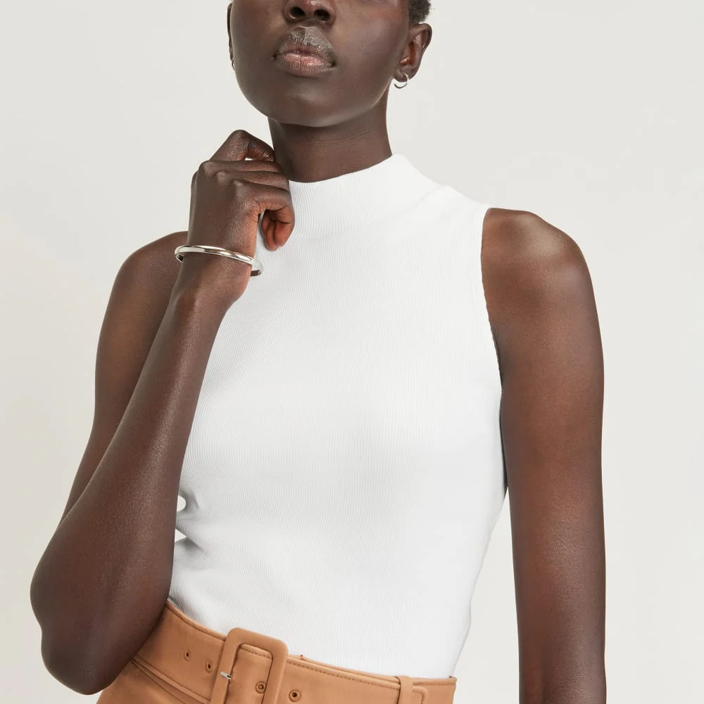 The Ribbed Mockneck Tank | White - Image 4