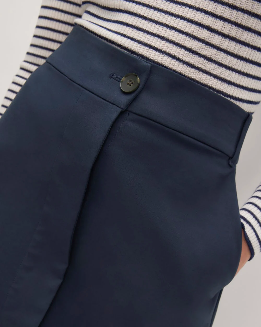 The Structured Cotton A-Line Skirt | Navy - Image 4
