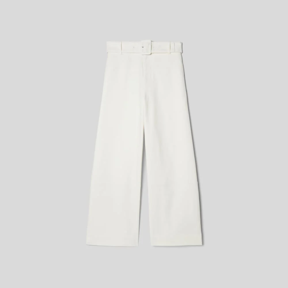 The Structured Cotton Belted Pant | Bone - Image 2